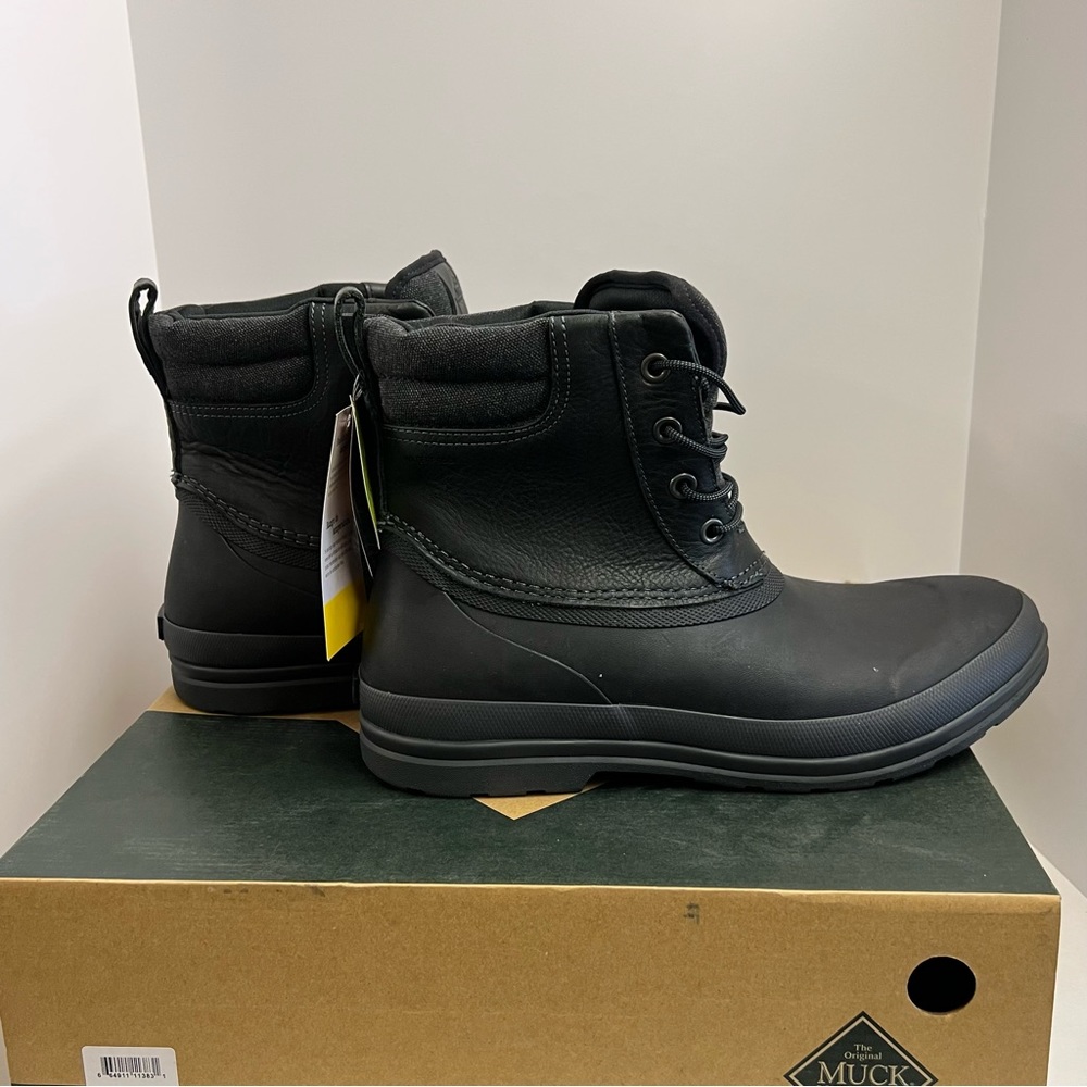 New Size 13 Muck Boot Original Lace Up Duck  Mens Black Casual Boots ODL-000